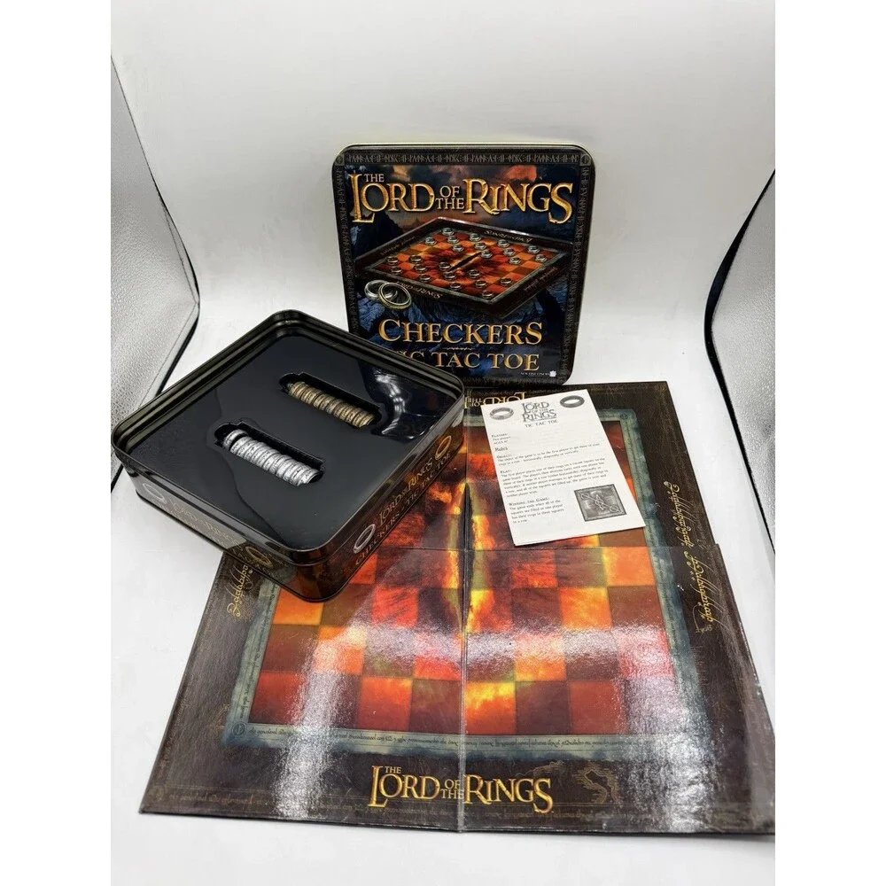 The Lord of the Rings Checkers Tic Tac Toe Game in Collectible Tin Complete